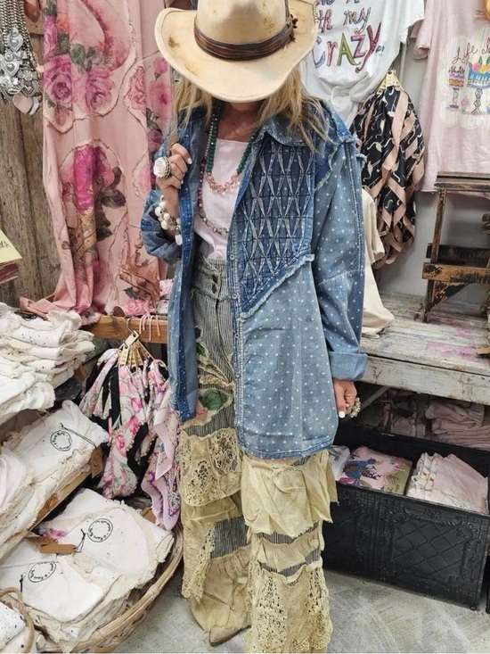 A Rare Bird Jackets & Blazers - A Rare Bird Selina Polka Dot Denim Shacket — Light Blue